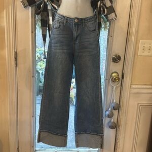 GOGO Blue Wide Leg Cuffed Jeans Size 0/23